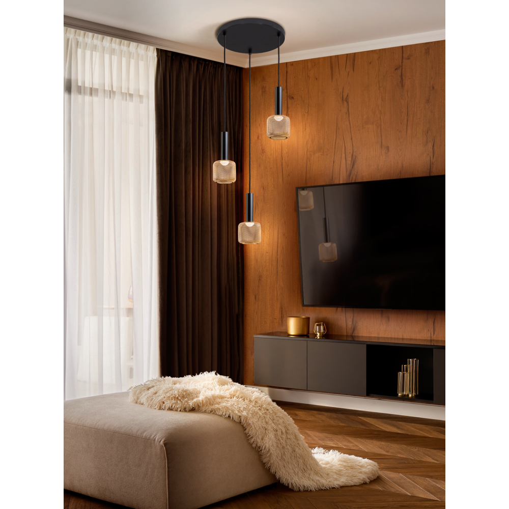 LAMPARA 3L ?SINCRO? NEGRO/ORO