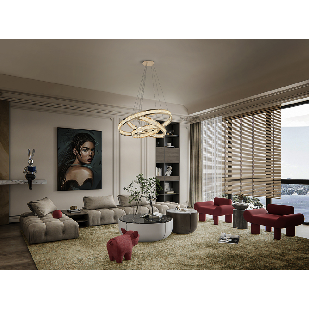 LORIAN- LAMPARA 3 AROS DORADO BRILLO