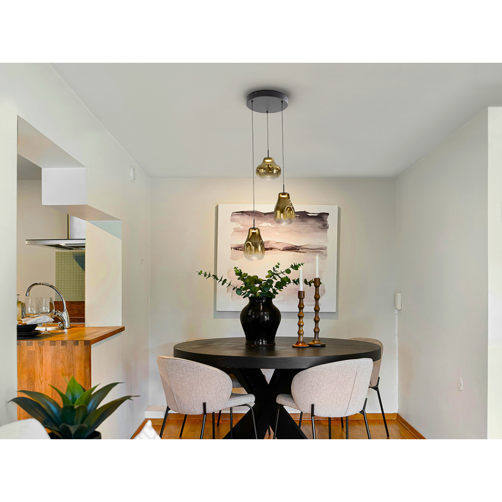 ALEDIS- LAMPARA 3L NEGRO-DORADO