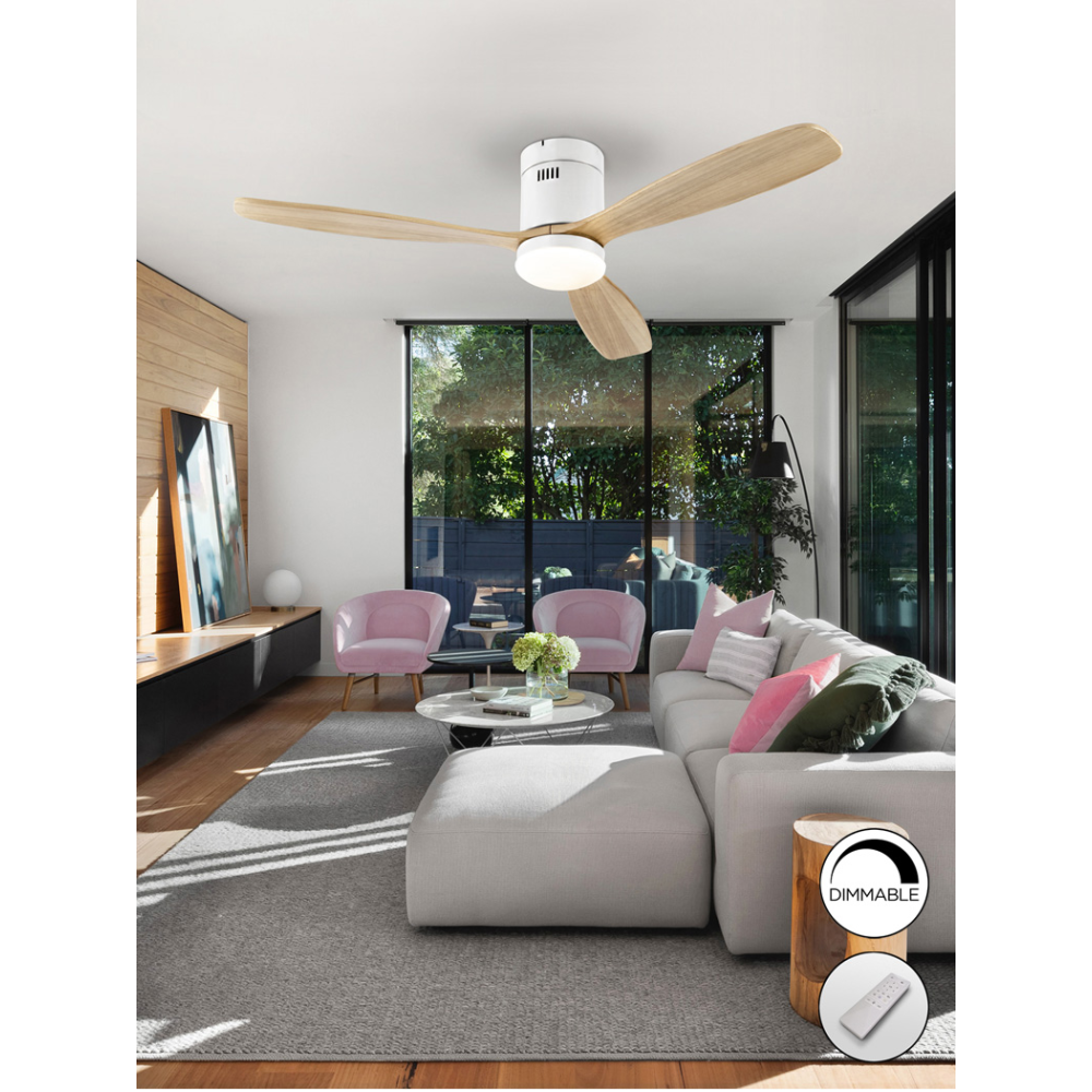 SIROCO-VENTILADOR BLANCO MADERA DIM