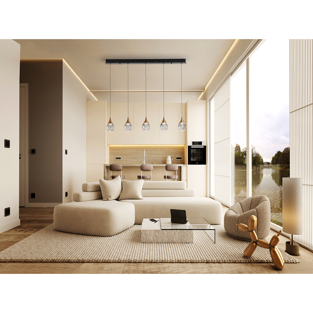 CORINA- LAMPARA 5L NEGRO-COBRE