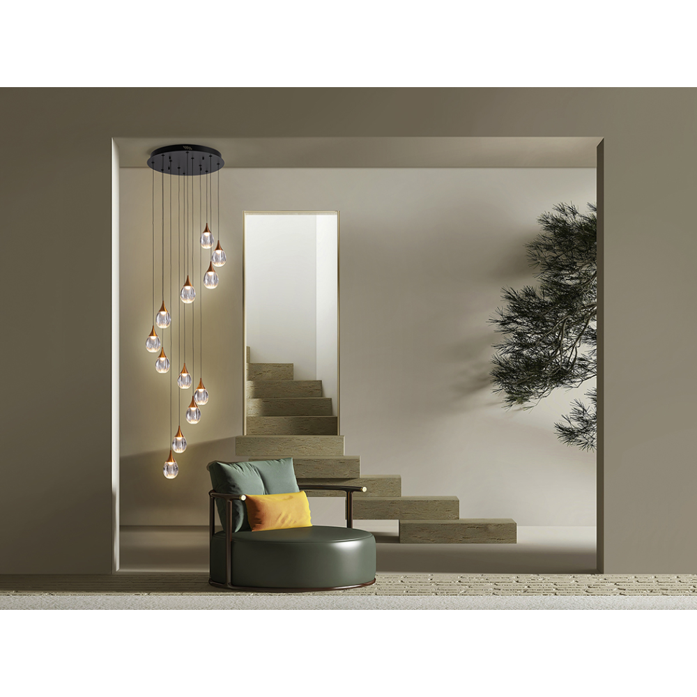 CORINA- LAMPARA 12L NEGRO-COBRE