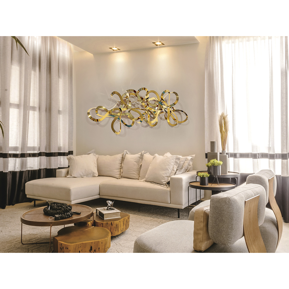 MEDUSA-ESCULTURA PARED-ACERO DORADO