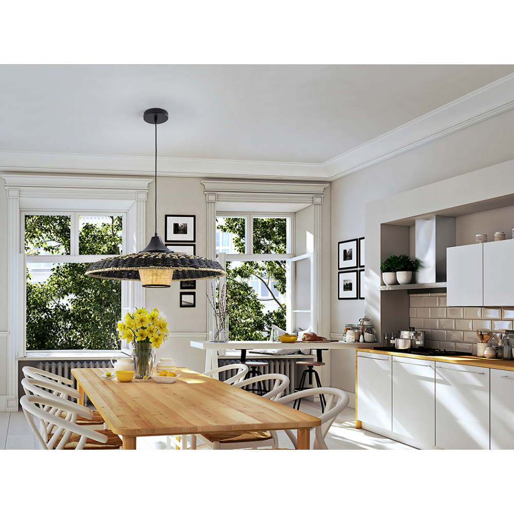 FIJI- LAMP PAPEL TRENZADO NEGRO/NAT