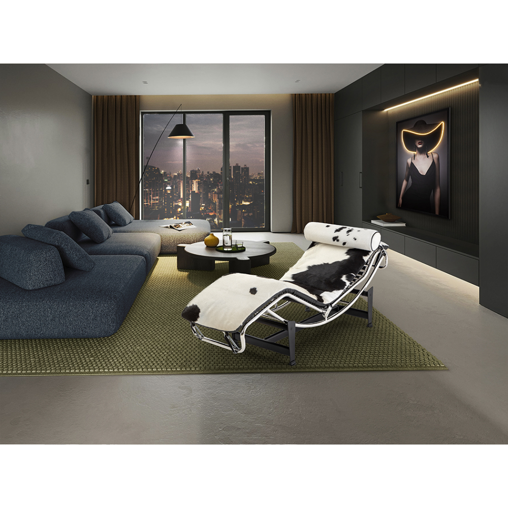 LECO- CHAISE LONGUE - PIEL VACA BCO.NEGR