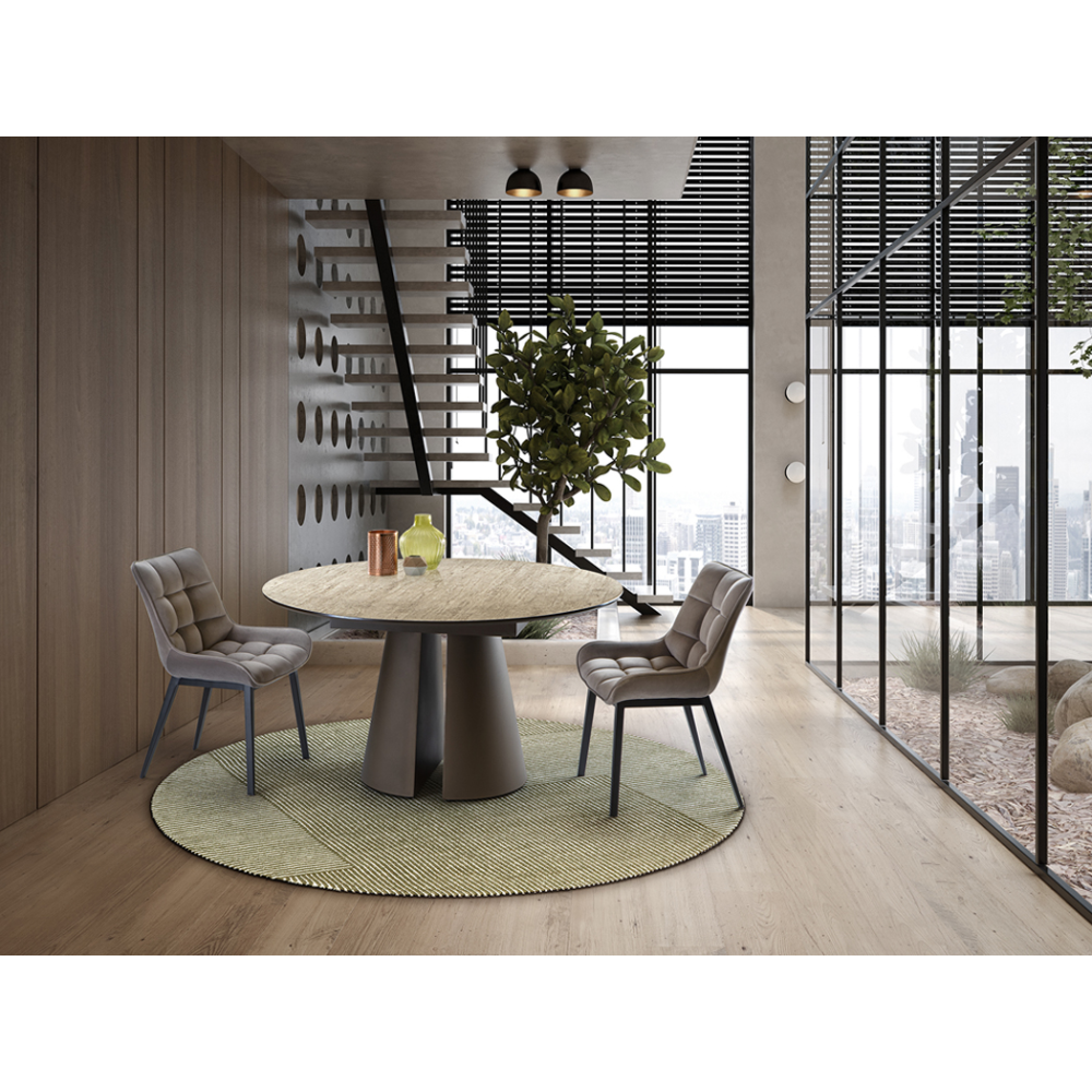 SAMARA -MESA COMEDOR- TRAVERTINO/MARRON