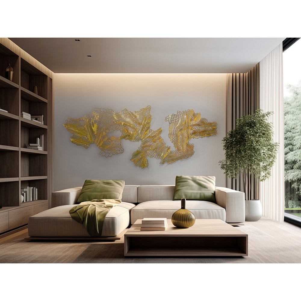 DRAKO-ESCULTURA PARED-ACERO DORADO