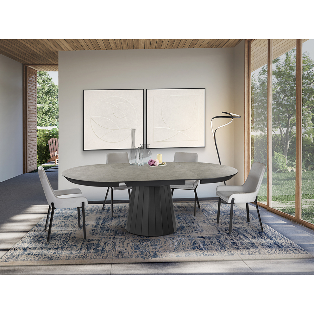 KORIA -MESA COMEDOR- PIEDRA/NEGRO