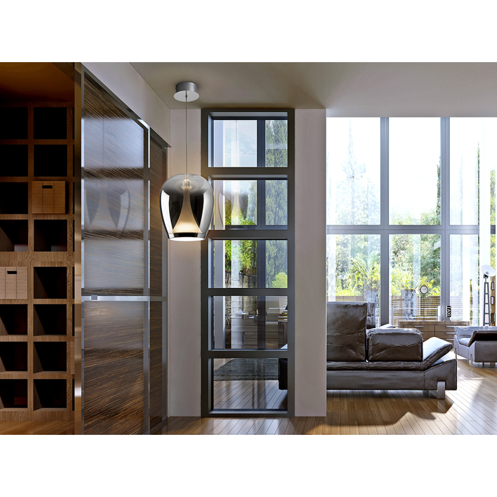 SUSPIRO- LAMPARA CROMO/SMOKY D25