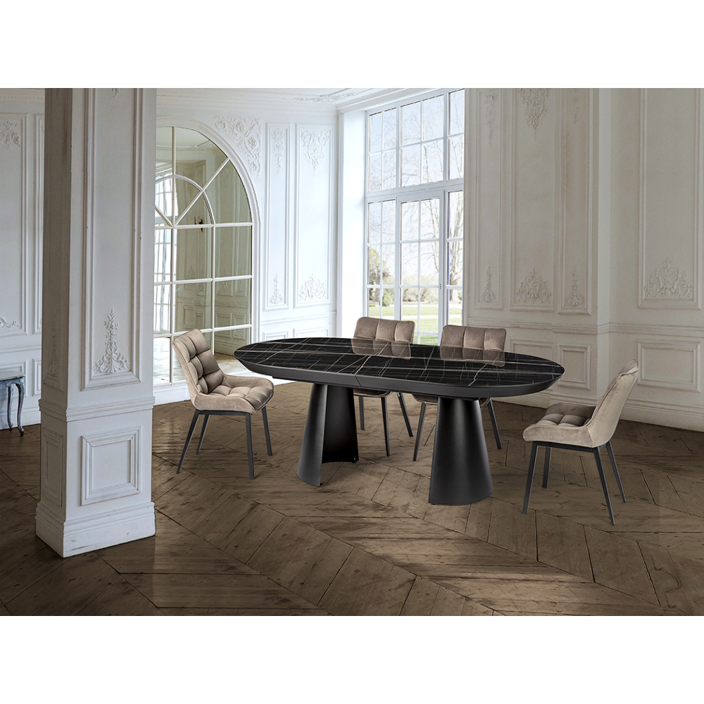 CAPRI -MESA COMEDOR- T MARMOL NEGRO