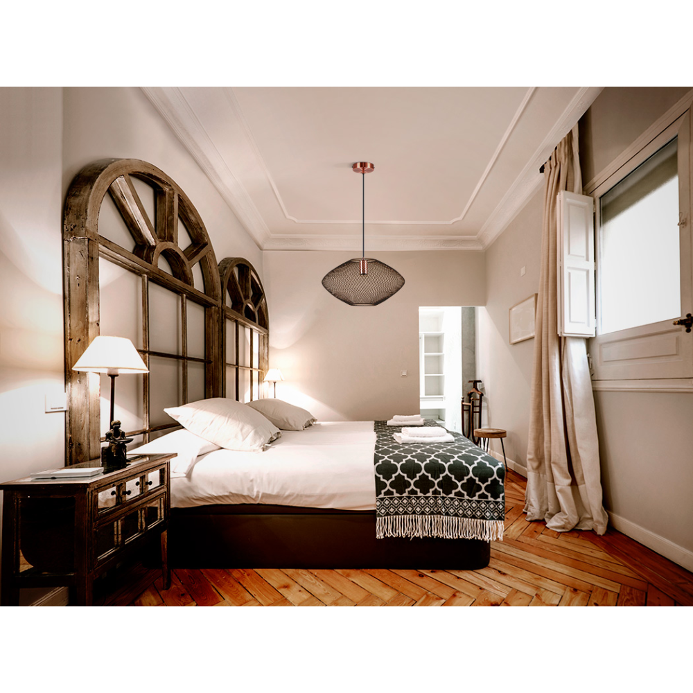 I3-MELANY- LAMPARA 1L NEGRO-COBRE